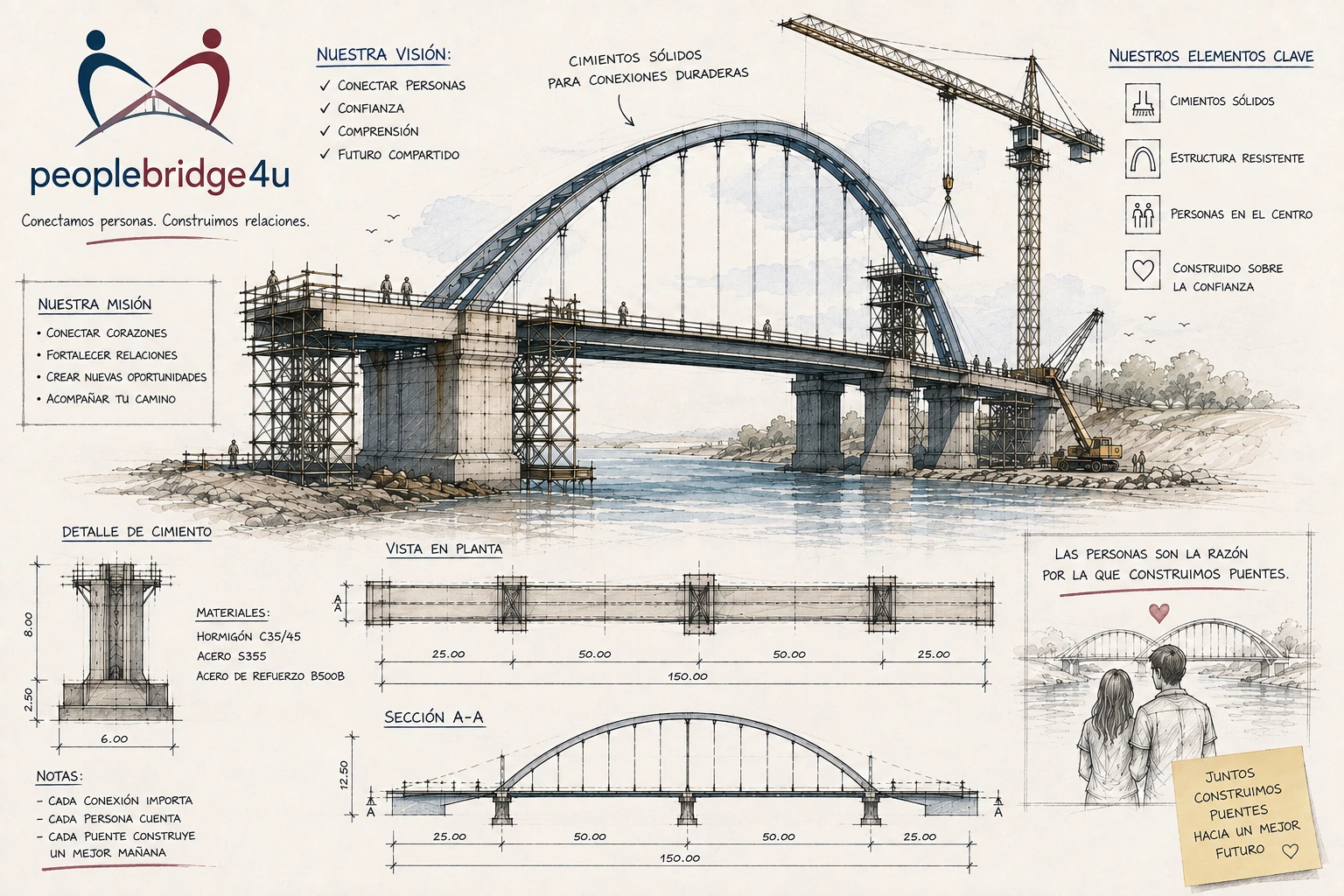 PeopleBridge4u – puentes entre personas: plano de construcción de un puente