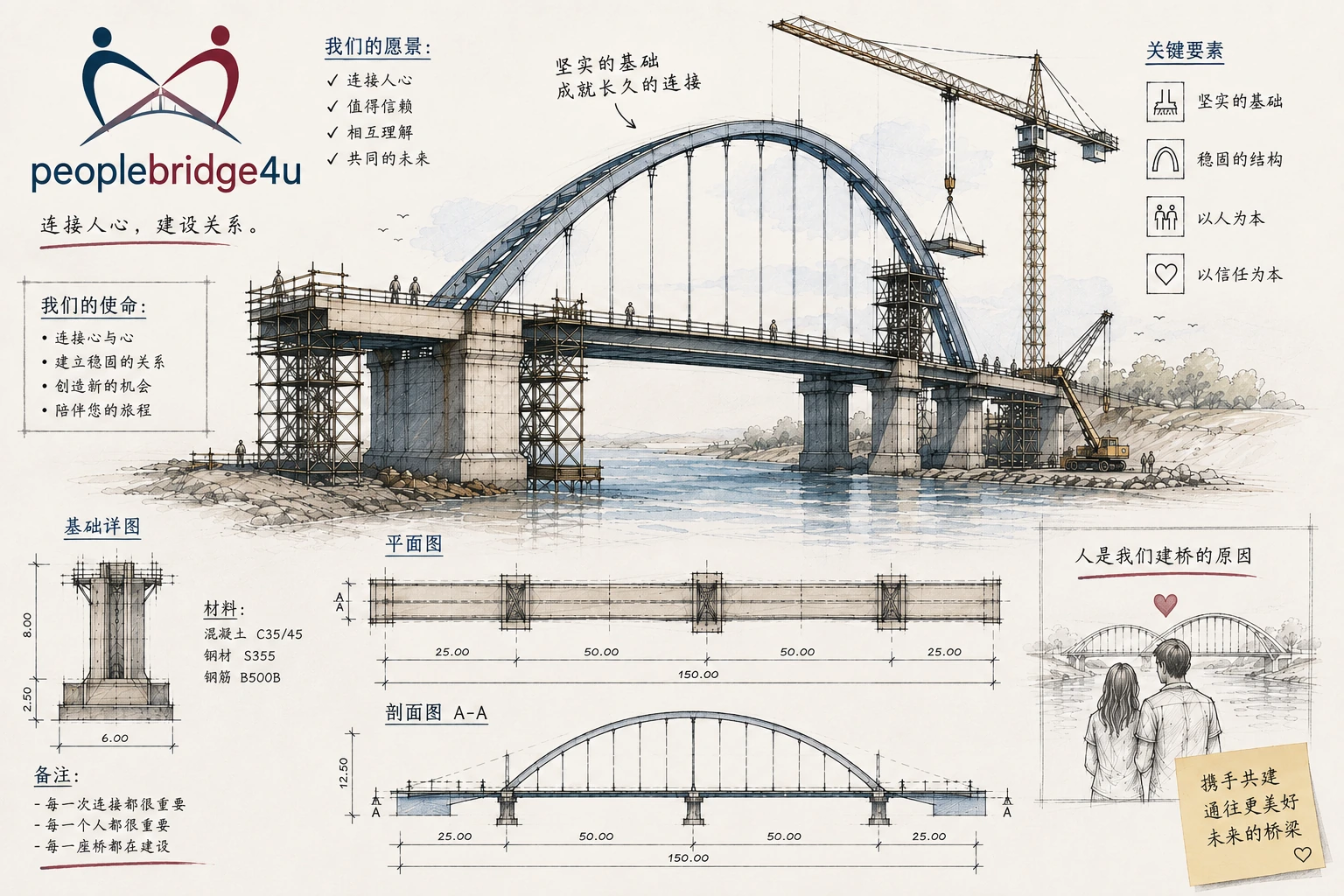 PeopleBridge4u — 在人与人之间架起桥梁：桥梁施工图
