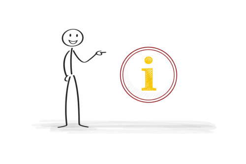 Illustration: a figure pointing at an info symbol